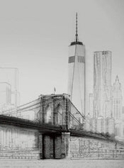 5018 4 Wizard_Genius New York Art Illustration Black And White Carta Da Parati In Tessuto Non Tessuto 192X260cm 4 Strisce | Yourdecoration.it