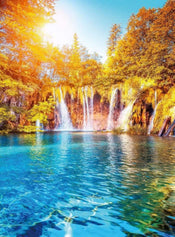 5030 4 Wizard_Genius Waterfall And Lake In Croatia Carta Da Parati In Tessuto Non Tessuto 192X260cm 4 Strisce | Yourdecoration.it