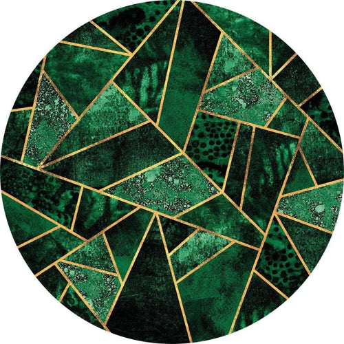 5487 R Wizard_Genius Dark Green Emeralds Carta Da Parati In Tessuto Non Tessuto 140X140cm Rotonda | Yourdecoration.it