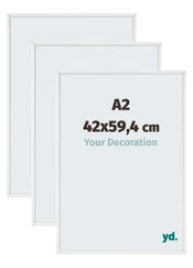 Aurora Alluminio Cornice 42x59-4cm A2 Set Di 3 Bianco Lucente Davanti Dimensione | Yourdecoration.it