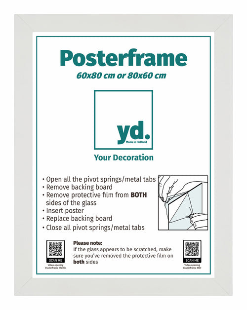 Cornice per Poster MDF 60x80 Bianco Opaco Davanti Dimensione | Yourdecoration.it