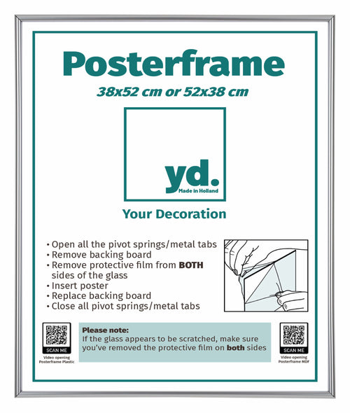 Cornice per Poster Plastica 38x52cm Argento Davanti Dimensione | Yourdecoration.it