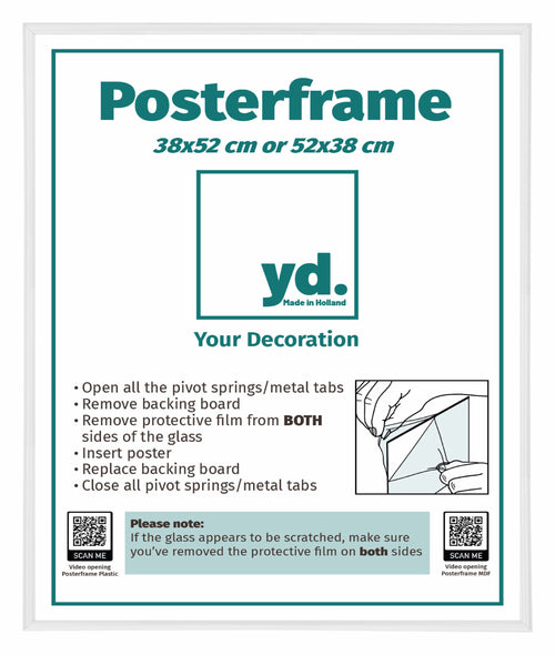 Cornice per Poster Plastica 38x52cm Bianco Lucente Davanti Dimensione | Yourdecoration.it