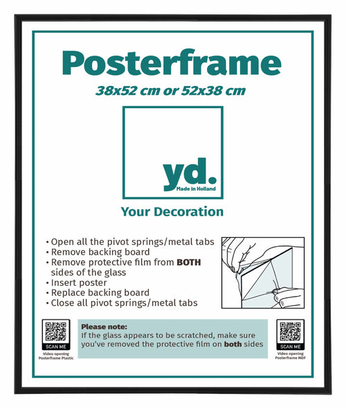 Cornice per Poster Plastica 38x52cm Nero Opaco Davanti Dimensione | Yourdecoration.it