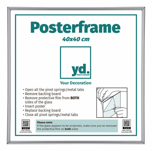 Cornice per Poster Plastica 40x40cm Argento Davanti Dimensione | Yourdecoration.it