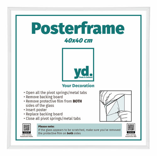 Cornice per Poster Plastica 40x40cm Bianco Lucente Davanti Dimensione | Yourdecoration.it