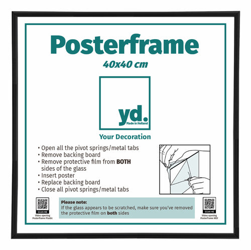 Cornice per Poster Plastica 40x40cm Nero Opaco Davanti Dimensione | Yourdecoration.it