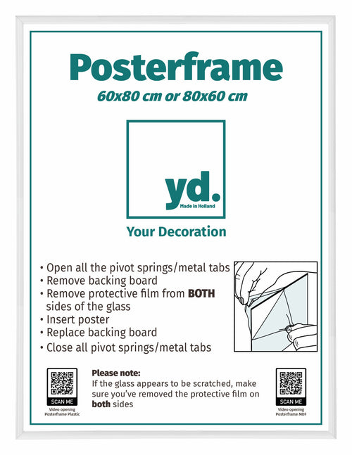 Cornice per Poster Plastica 60x80cm Bianco Lucente Davanti Dimensione | Yourdecoration.it