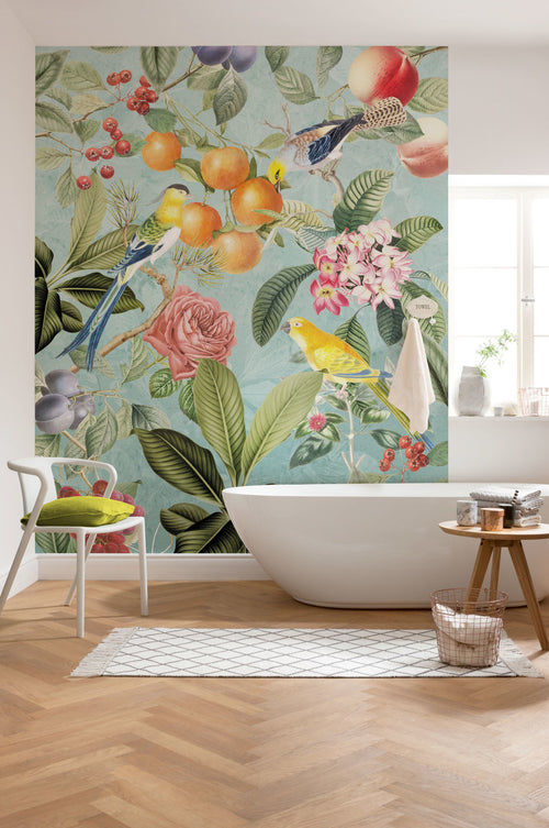 Komar Birds and Berries Tessuto Non Tessuto Carta Da Parati 200x250cm 4 strisce Ambiente | Yourdecoration.it