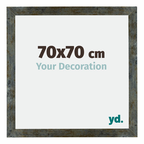 Mura MDF Cornice 70x70cm Blu Oro Fondente Davanti Dimensione | Yourdecoration.it