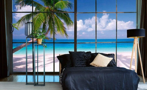 Dimex Beach Window View Carta Da Parati In Tessuto Non Tessuto 375X250cm 5 Strisce Ambiente_D5A38493 81A5 4959 A6D7 E1B0E82F2685 | Yourdecoration.it