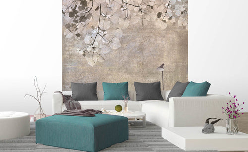 Dimex Beige Leaves Abstract Carta Da Parati In Tessuto Non Tessuto 225X250cm 3 Strisce Ambiente | Yourdecoration.it