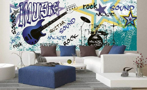 Dimex Blue Guitar Carta Da Parati In Tessuto Non Tessuto 375X150cm 5 Strisce Ambiente_6Abc69Ea E047 4Ecf A4B9 F00B37E0A2B7 | Yourdecoration.it