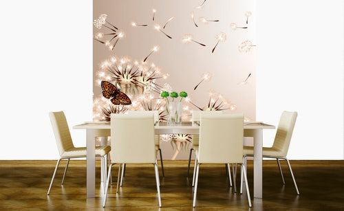 Dimex Dandelions And Butterfly Carta Da Parati In Tessuto Non Tessuto 225X250cm 3 Strisce Ambiente | Yourdecoration.it