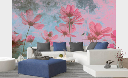 Dimex Pink Flower Abstract Carta Da Parati In Tessuto Non Tessuto 375X250cm 5 Strisce Ambiente | Yourdecoration.it