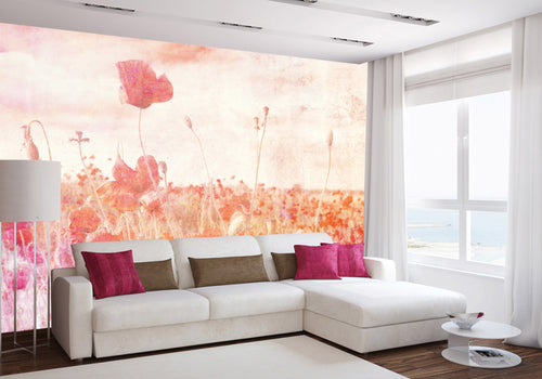 Dimex Poppies Abstract Carta Da Parati In Tessuto Non Tessuto 375X250cm 5 Strisce Ambiente | Yourdecoration.it