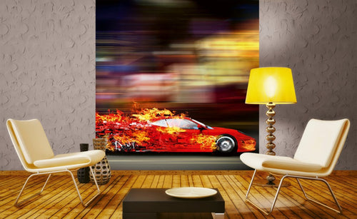 Dimex Speeding Car Carta Da Parati In Tessuto Non Tessuto 225X250cm 3 Strisce Ambiente | Yourdecoration.it