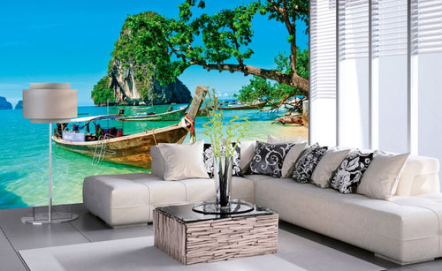 Dimex Thailand Boat Carta Da Parati In Tessuto Non Tessuto 375X250cm 5 Strisce Ambiente | Yourdecoration.it