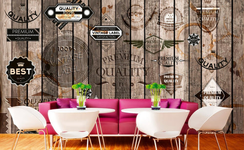 Dimex Vintage Labels Carta Da Parati In Tessuto Non Tessuto 375X250cm 5 Strisce Ambiente | Yourdecoration.it