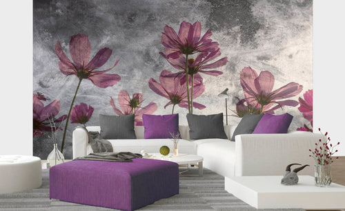 Dimex Violet Flower Abstract Carta Da Parati In Tessuto Non Tessuto 375X250cm 5 Strisce Ambiente | Yourdecoration.it