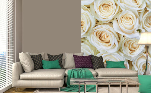 Dimex White Roses Carta Da Parati In Tessuto Non Tessuto 225X250cm 3 Strisce Ambiente | Yourdecoration.it