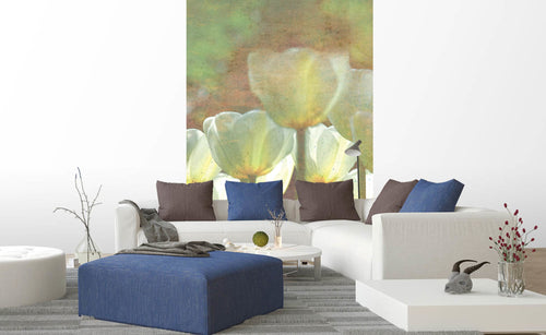 Dimex White Tulips Abstract Carta Da Parati In Tessuto Non Tessuto 150X250cm 2 Strisce Ambiente | Yourdecoration.it