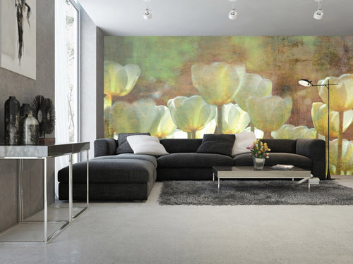 Dimex White Tulips Abstract Carta Da Parati In Tessuto Non Tessuto 375X250cm 5 Strisce Ambiente | Yourdecoration.it