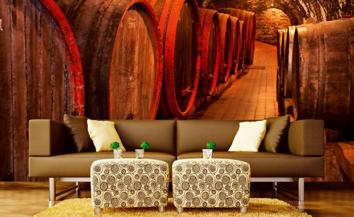 Dimex Wine Barrel Carta Da Parati In Tessuto Non Tessuto 375X250cm 5 Strisce Ambiente | Yourdecoration.it