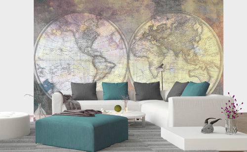 Dimex Wold Map Abstract I Carta Da Parati In Tessuto Non Tessuto 375X250cm 5 Strisce Ambiente | Yourdecoration.it