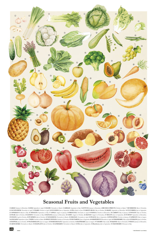 Grupo Erik GPE5349 Vegetales Y Frutas De Temporada Poster 61X91,5cm | Yourdecoration.it