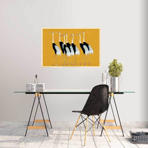 Grupo Erik Gpe5631 Poster Flock Of Beautiful Japanese Red Crown Crane By O Korin Sfeer | Yourdecoration.it