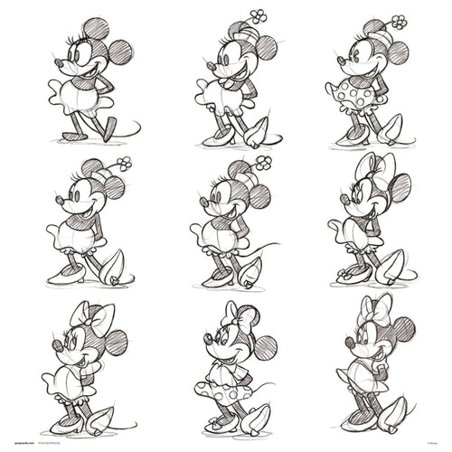 grupo erik disney minnie sketch stampa artistica 30x30cm | Yourdecoration.it