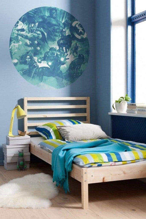 Komar Avengers Blue Power Autoadesiva Carta Da Parati 125X125cm Rotonda Ambiente | Yourdecoration.it