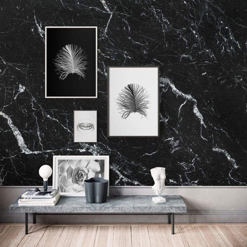 P041 Vd4 Komar Marble Nero Carta Da Parati In Tessuto Non Tessuto 400X250cm 4 Strisce Ambiente | Yourdecoration.it