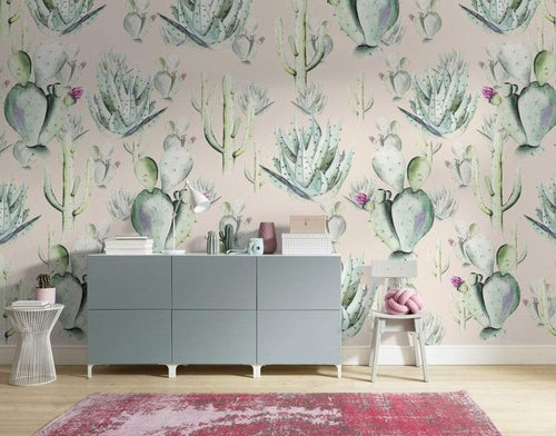 P045A Vd4 Komar Cactus Rose Carta Da Parati In Tessuto Non Tessuto 400X250cm 4 Strisce Ambiente | Yourdecoration.it