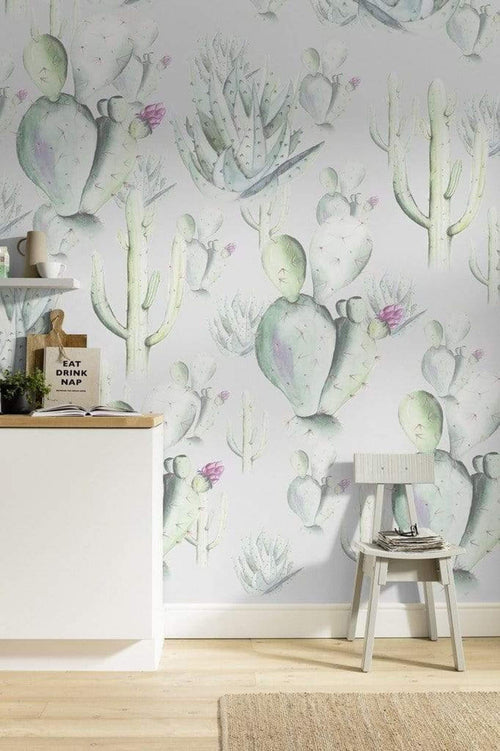 P045B Vd2 Komar Cactus Grey Carta Da Parati In Tessuto Non Tessuto 200X250cm 2 Strisce Ambiente | Yourdecoration.it