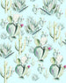 P045D Vd2 Komar Cactus Blue Carta Da Parati In Tessuto Non Tessuto 200X250cm 2 Strisce | Yourdecoration.it