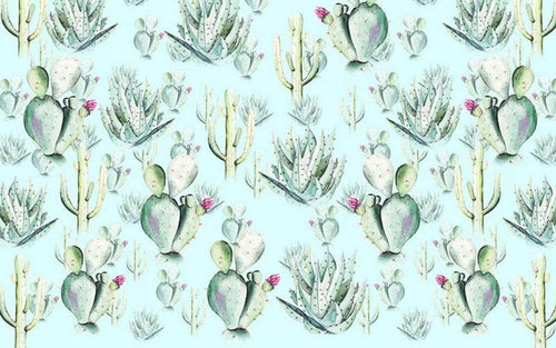 P045D Vd4 Komar Cactus Blue Carta Da Parati In Tessuto Non Tessuto 400X250cm 4 Strisce | Yourdecoration.it