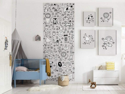 P104 Vd1 Komar Scribble Park Carta Da Parati In Tessuto Non Tessuto 100X250cm 1 Baan Ambiente | Yourdecoration.it