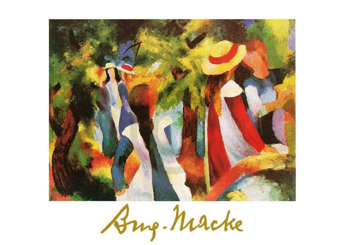 pgm am 170 august macke ragazze sotto gli alberi stampa artistica 70x50cm | Yourdecoration.it