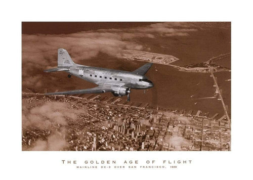 pgm bwm 41 margaret bourke white mainline dc 3 over san francisco stampa artistica 50x100cm | Yourdecoration.it