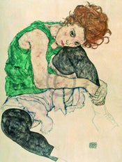 pgm esc 01 egon schiele sitzende frau mit hochgezogenen stampa artistica 60x80cm | Yourdecoration.it