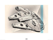 pyramid ppr40636 star wars episode vii millennium falcon pencil art stampa artistica 60x80cm | Yourdecoration.it