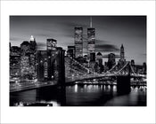 pyramid ppr43032 brooklyn bridge at night black and white stampa artistica 40x50cm | Yourdecoration.it